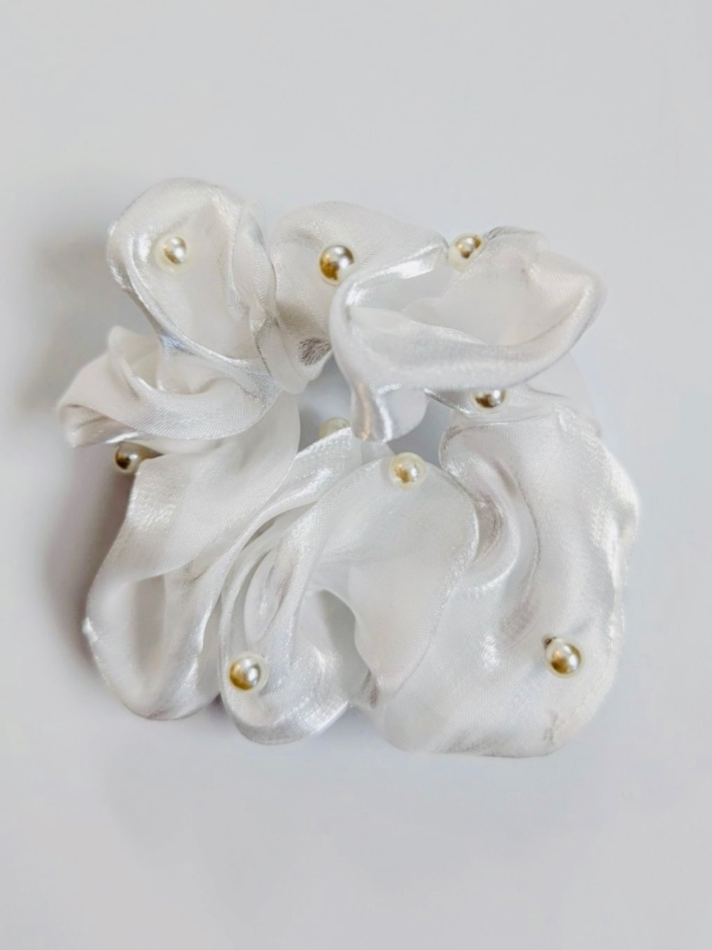 (3/30$) Accessories House NY, satin pearl scrunchie